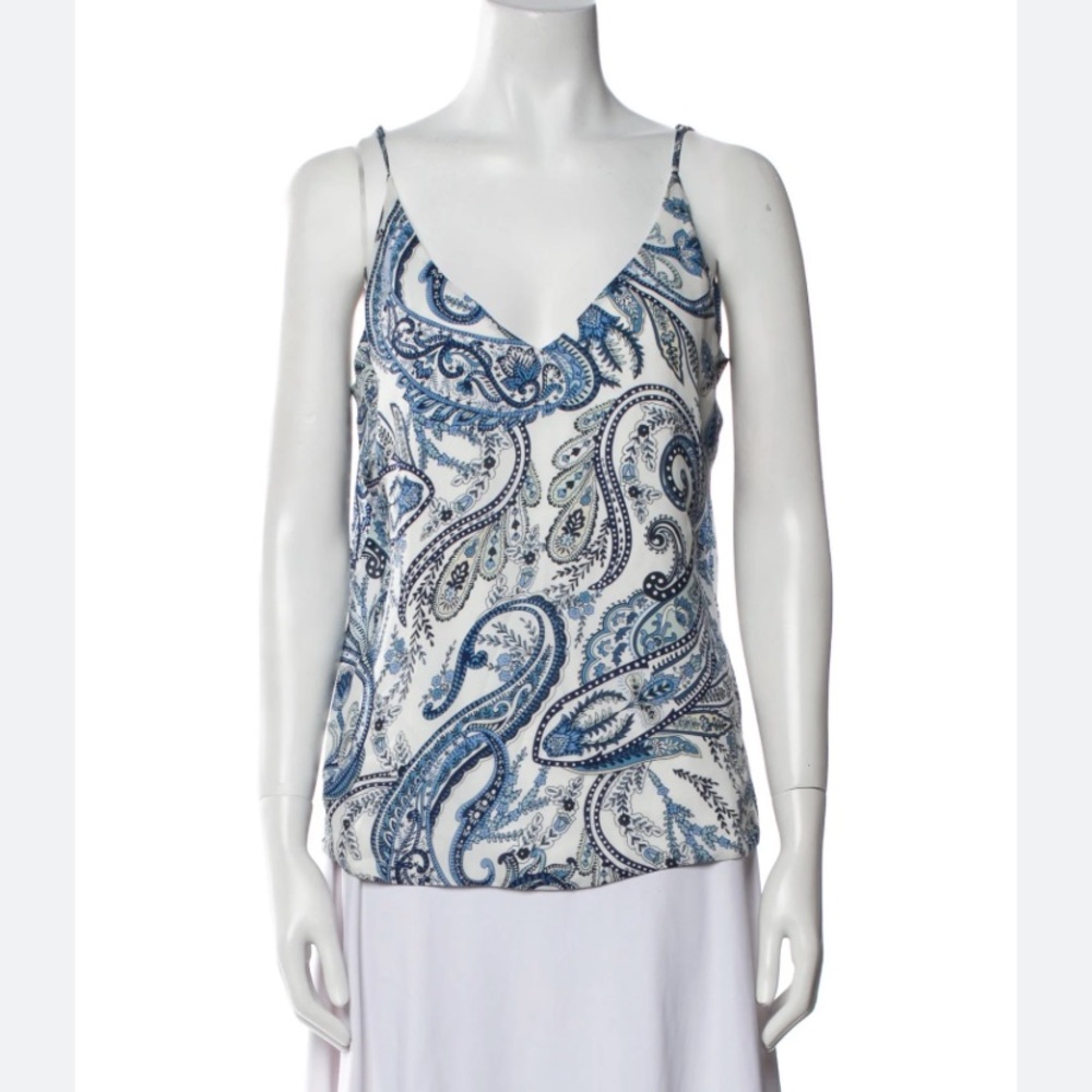 L'AGENCE Blue and White Paisley Camisole